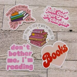 Book Lover Stickers -‎ Reading Stickers - Bookish Stickers - 5 Pack